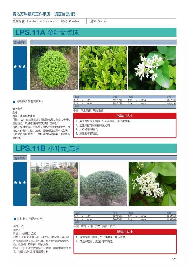 万科常用植物内部资料