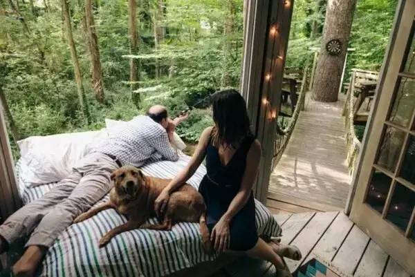 他用废弃物造了三间大树屋